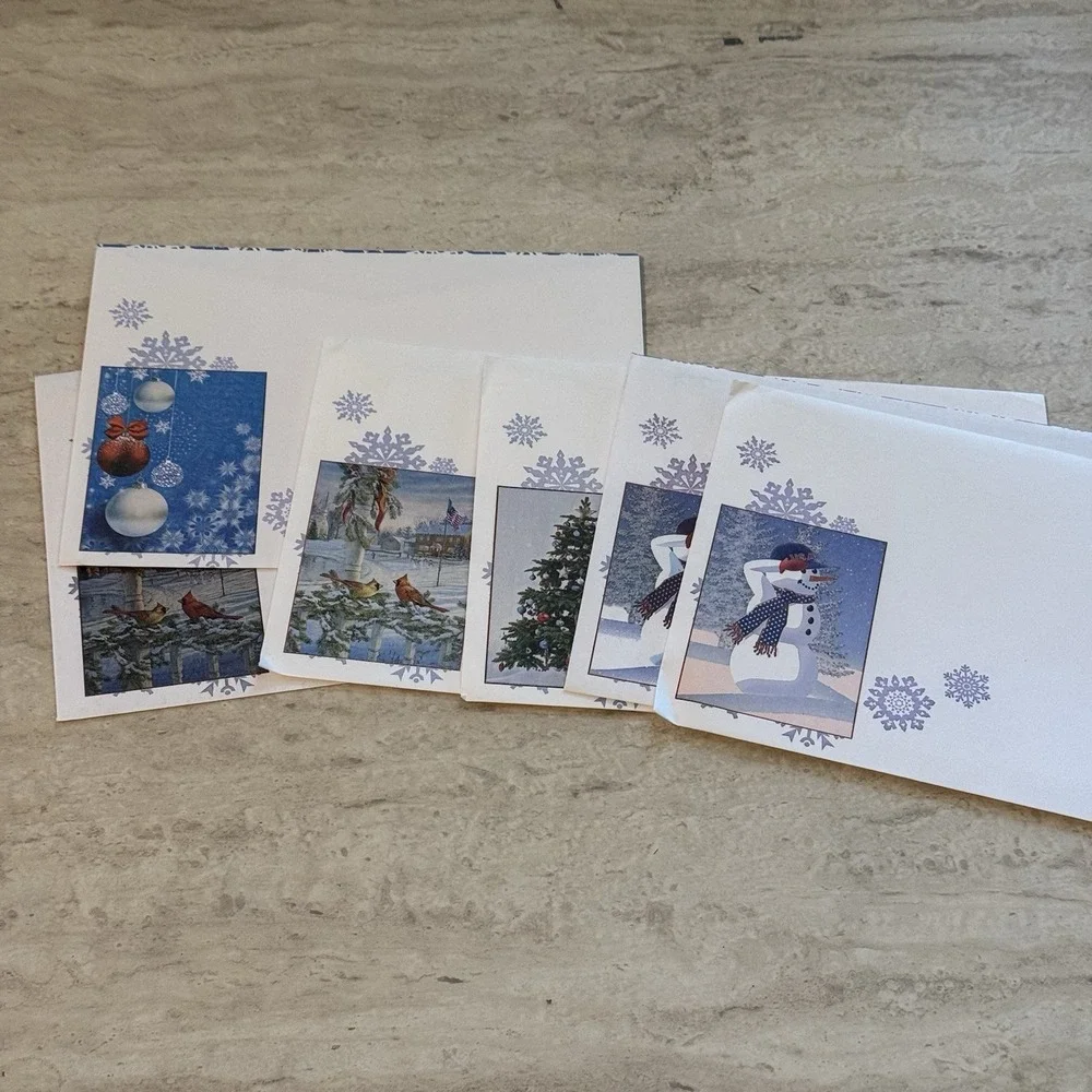 6 Patriotic Christmas Cards American Flag‎ 1990-2000s W Envelopes Unused